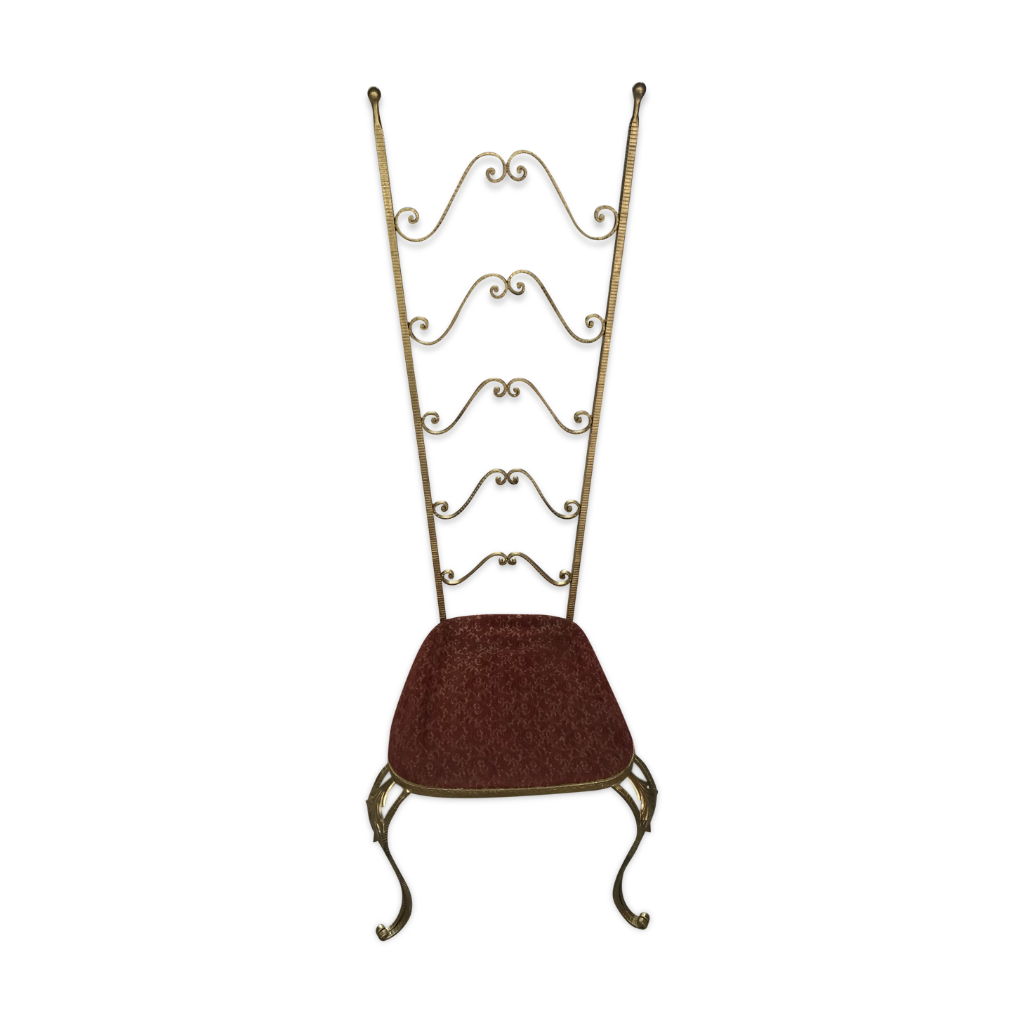 Golden wrought iron chair, Pierre Luigi Colli