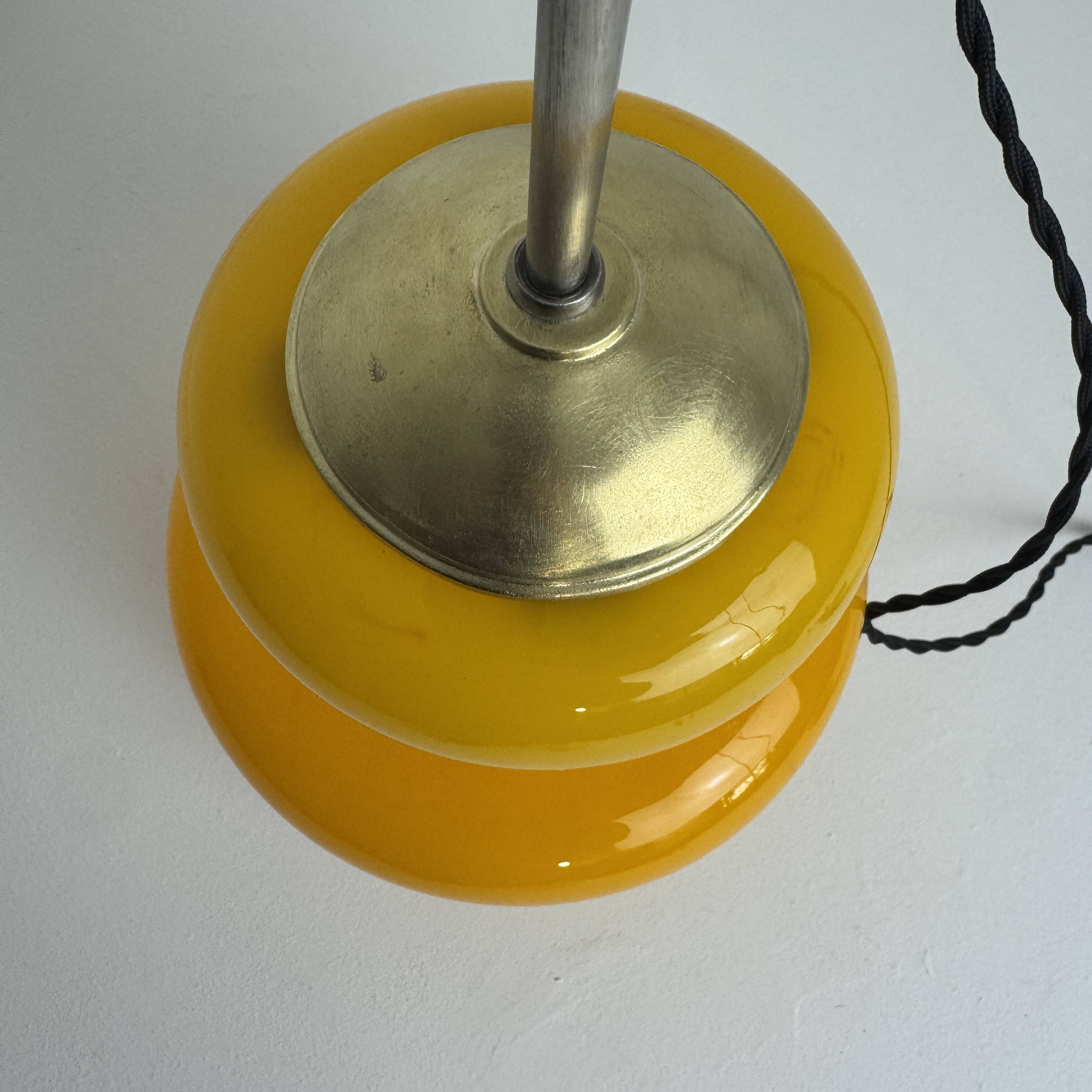 Vintage orange opaline suspension light 1970