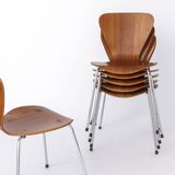 Set of 6 Vintage Stacking Chairs, 1960s, Teak - German Design
