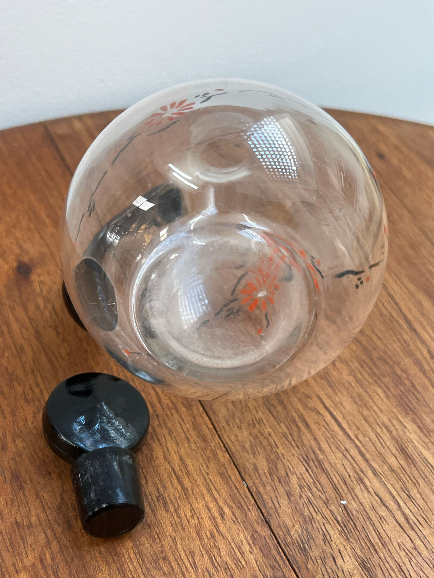 Enamelled glass carafe 1920