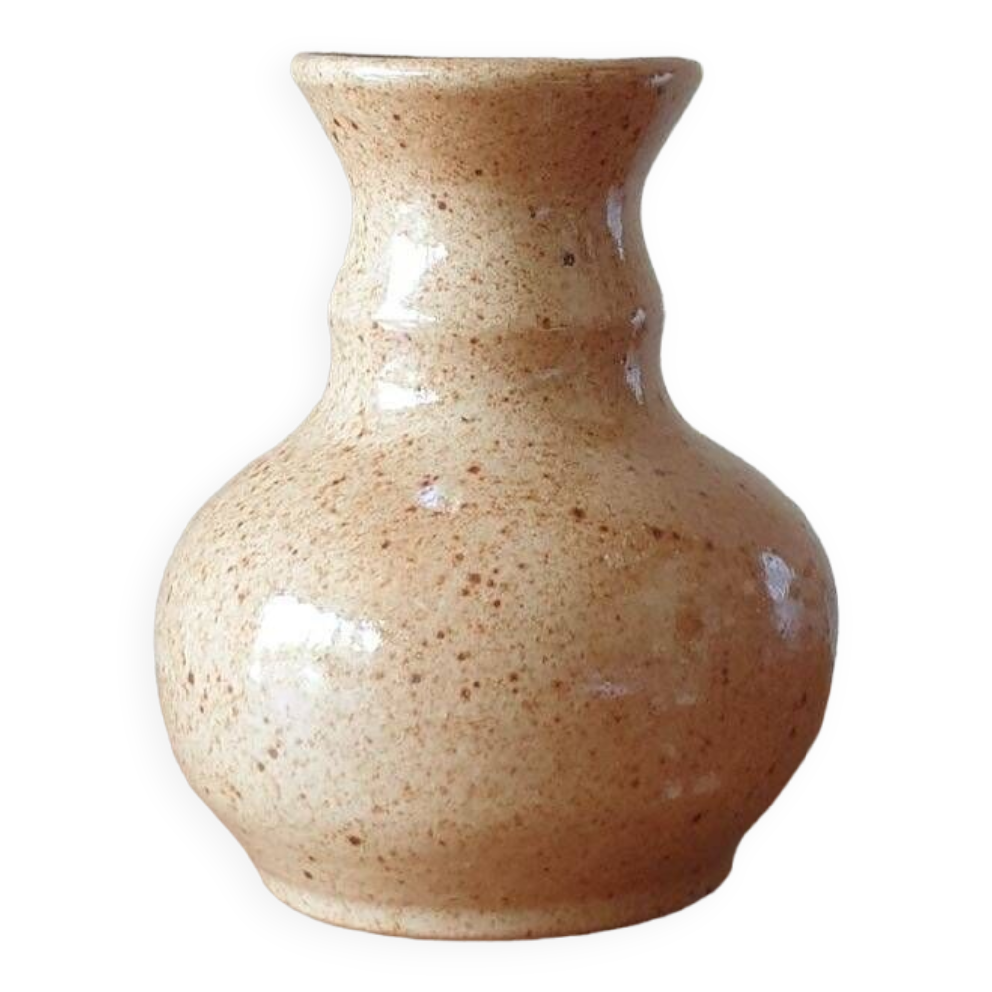 Beige glazed stoneware vase