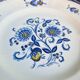 Lot de 6 assiettes à dessert KG Lunéville liseré bleu et fleurs jaunes et bleu jaune