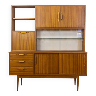 Teak Highboard with Glass Showcase, Spain, 1960