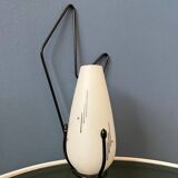 Mid-century Philips opaline glass sconce wall lamp with black frame