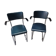 Paire de chaises tube chromé bleu pétrole