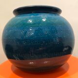 Aldo Londi Blue ceramic vase for Bitossi