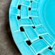 Serving plate, turquoise woven ceramic dish