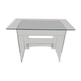 Desk glass top and vintage plexiglass foot