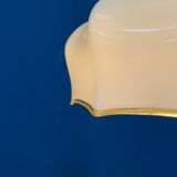 Suspension vintage en verre beige avec luminaire en laiton