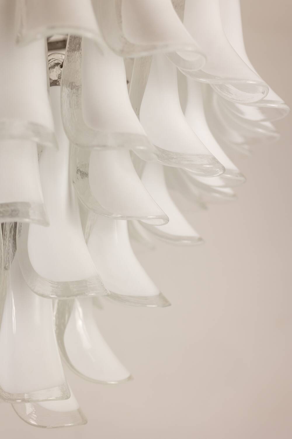 Murano glass chandelier in white and translucent glass. Contemporary