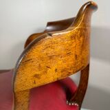Office armchair 19th Restoration style wood and leather