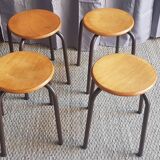 Series of 4 stackable vintage stools