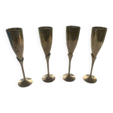 Set of 4 gold metal flutes, vintage 1970