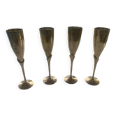 Set of 4 gold metal flutes, vintage 1970