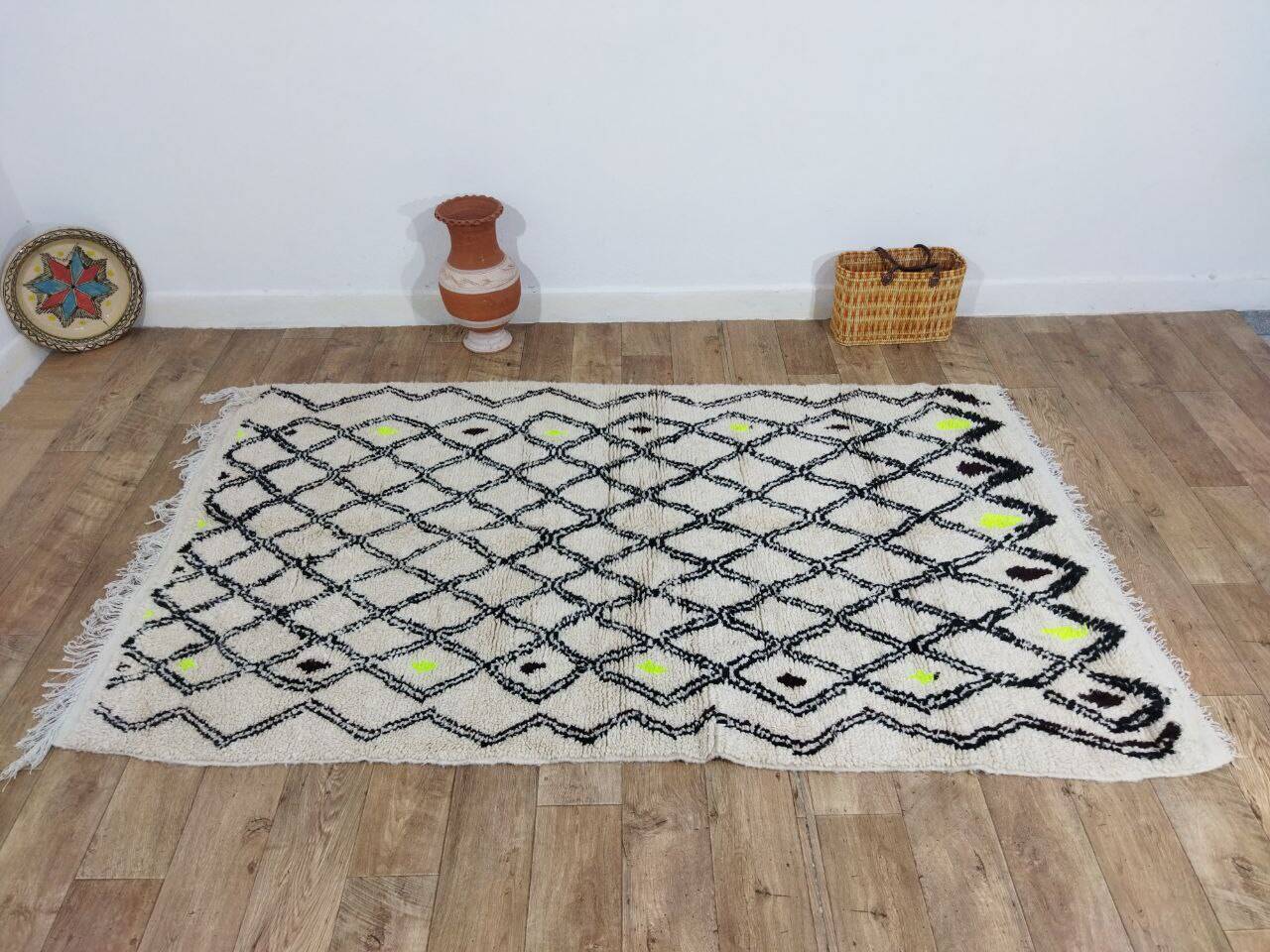 Handmade wool Berber rug 236 x 140 cm