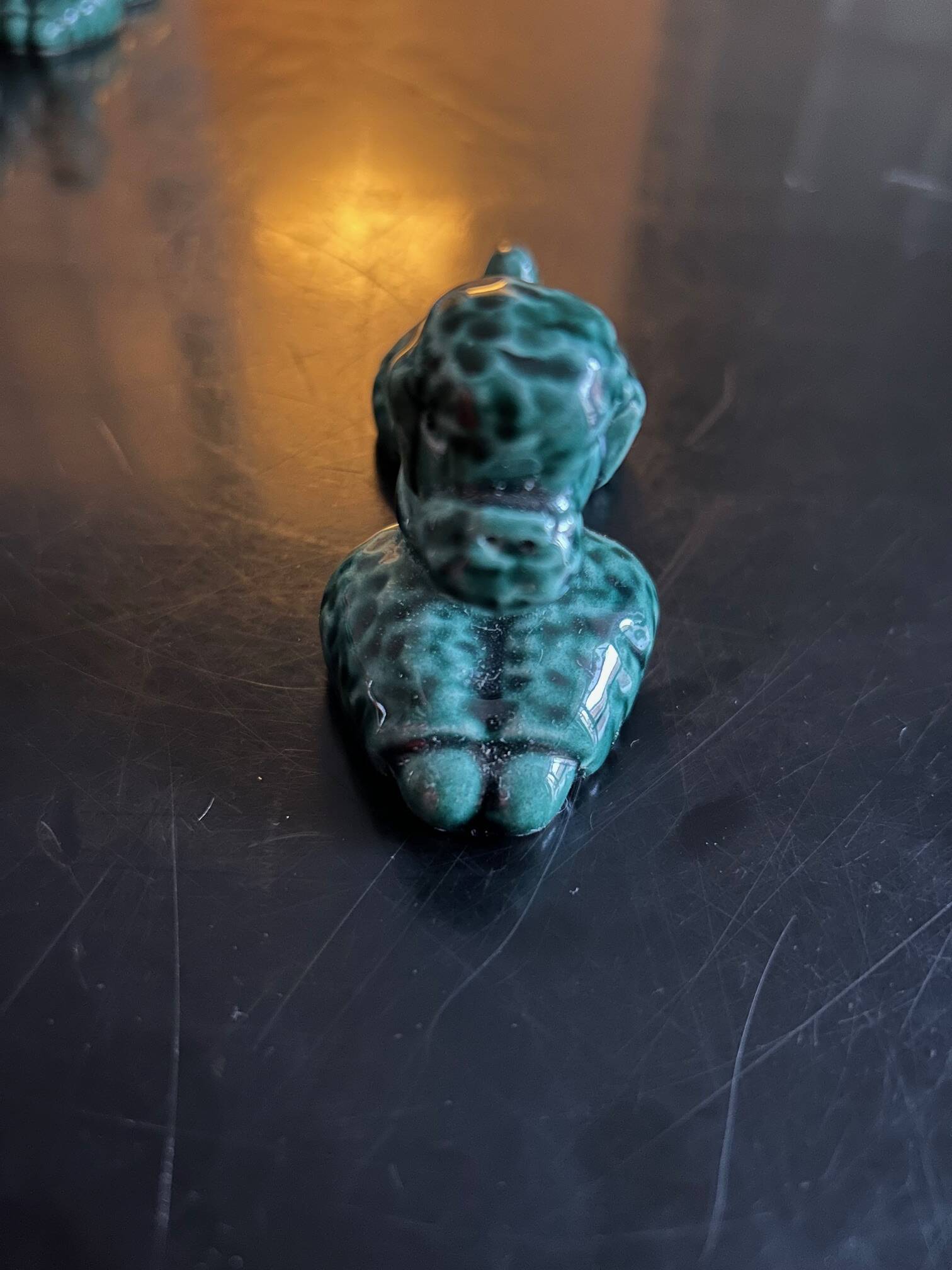 12 green ceramic cutlery holders