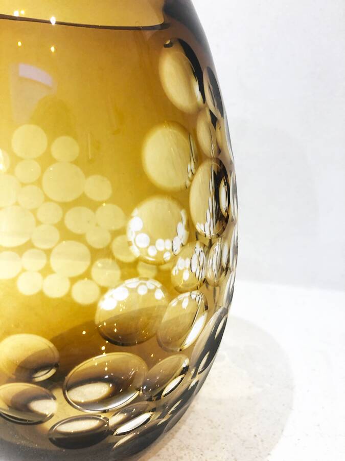 Vintage ochre crystal vase, 1970s