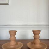 Pair of terracotta candlesticks