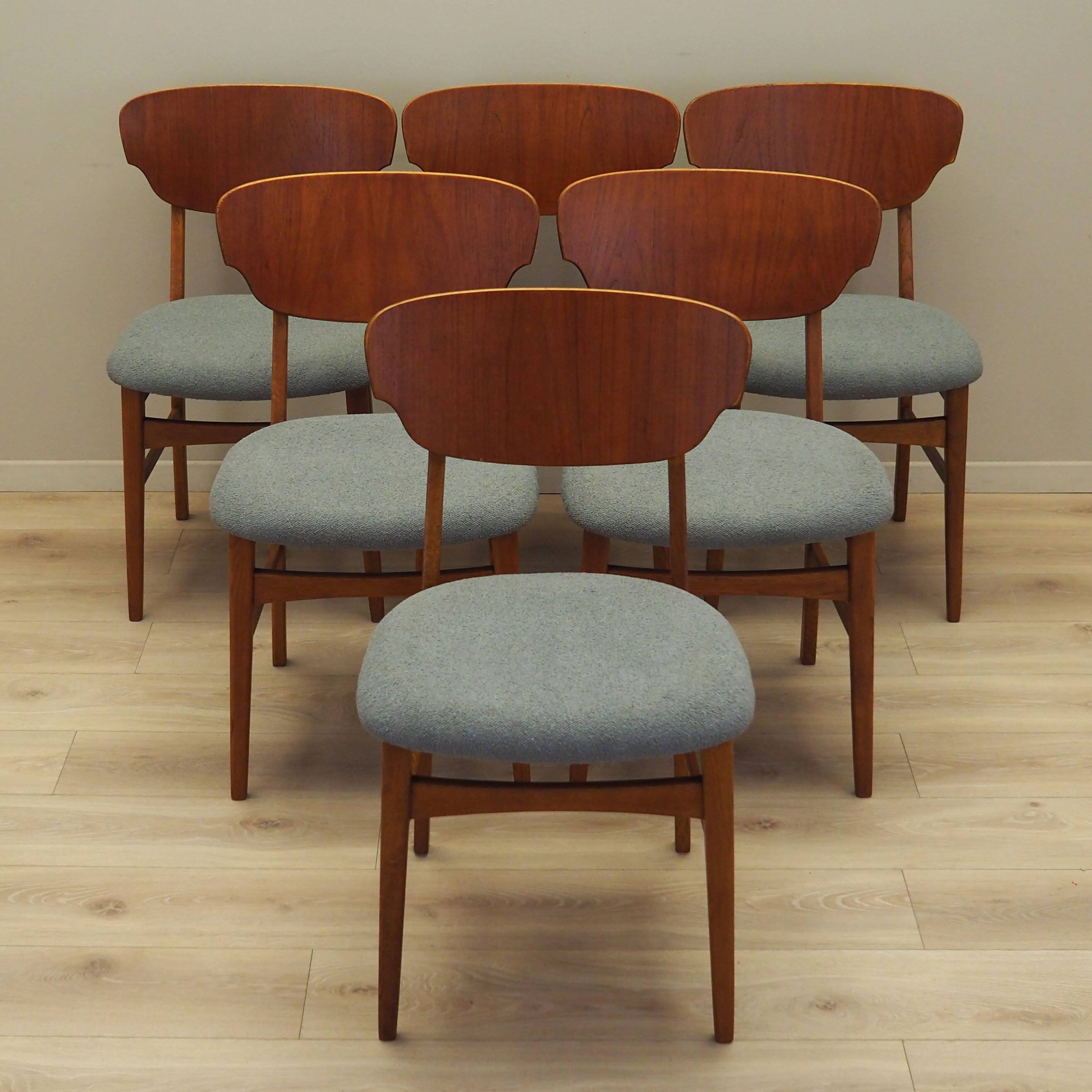 Set of six teak chairs, Danish design, 1970s, production: Denmark