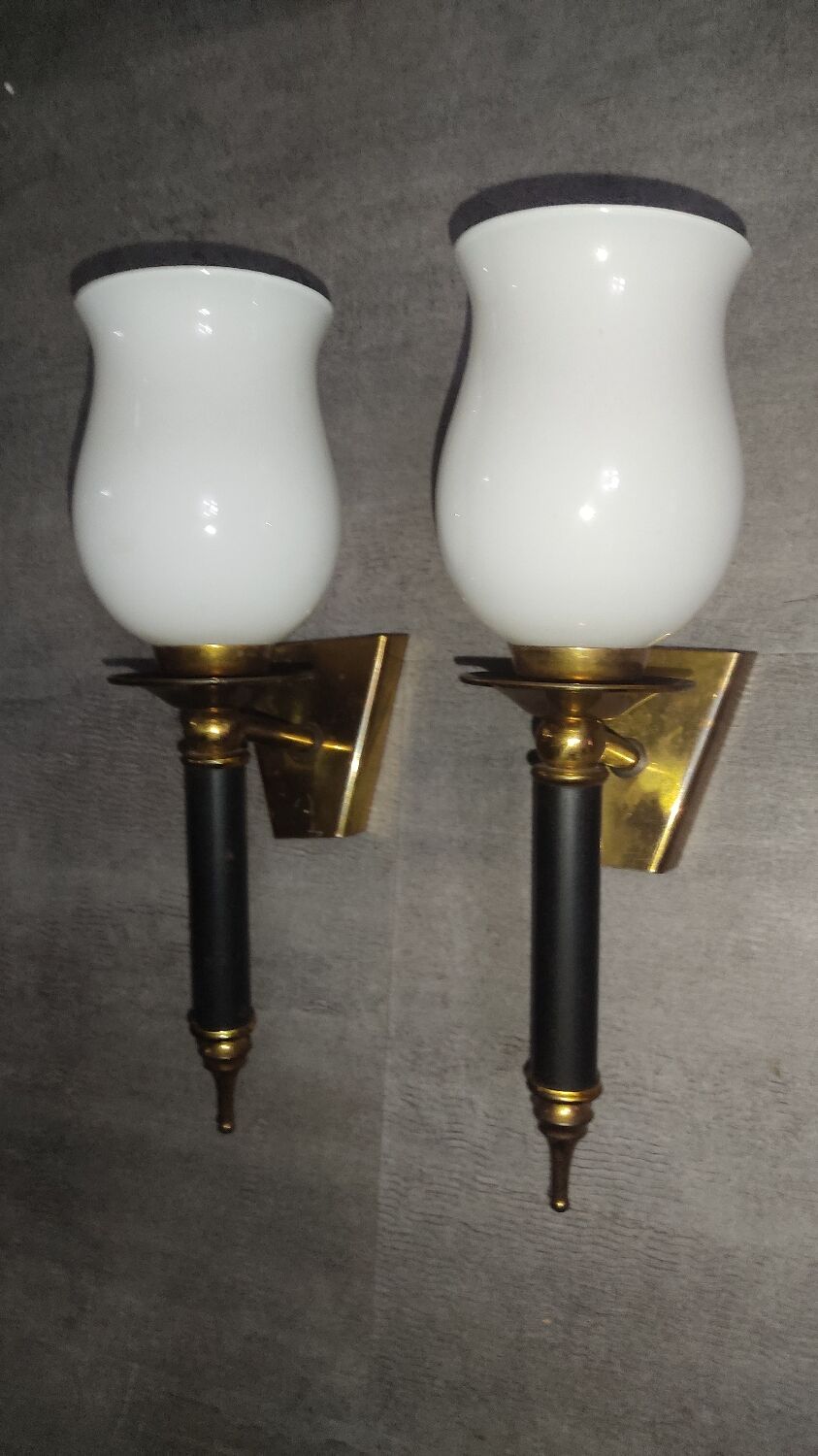 Pair of vintage torch wall lights