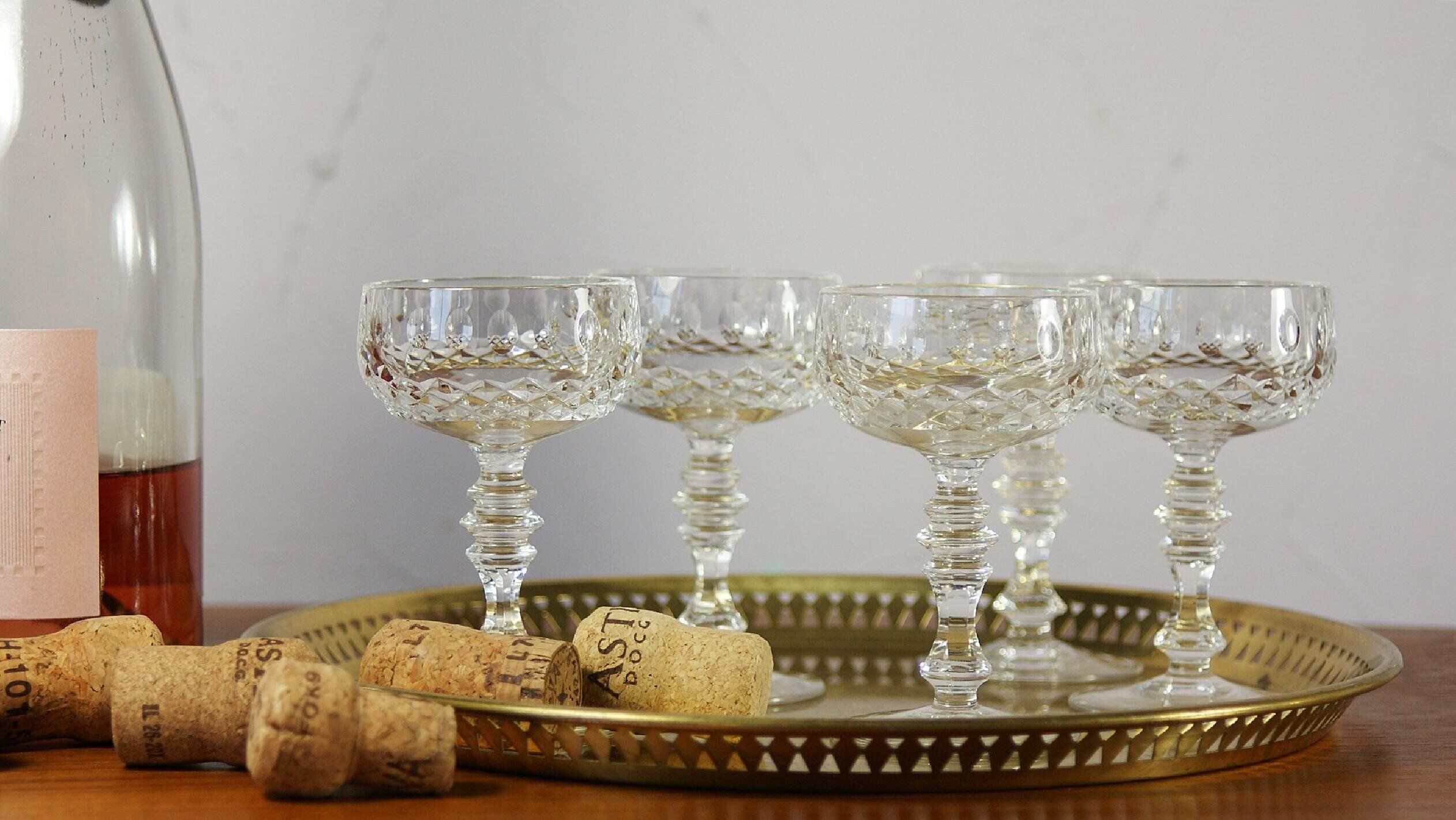 Coupes à champagne en cristal, set de 6