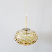 Murano glass pendant lamp by Doria Leuchten, oval amber glass pendant lamp