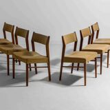 Lot de 6 chaises de salle à manger minimalistes en teck, Belgique années 1960