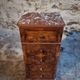 French antique bedside table in oak with walnut burl veneer, circa 1900.