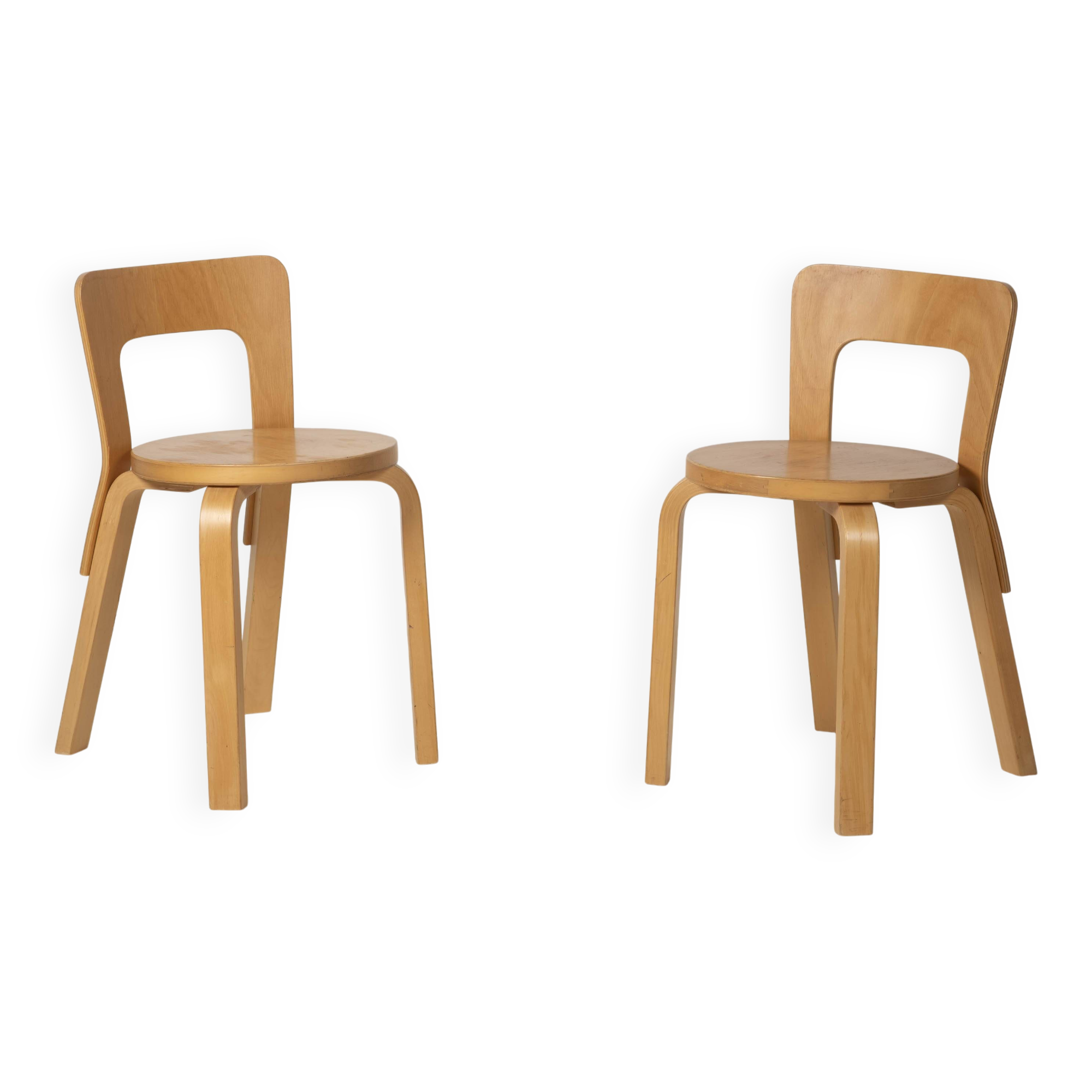 2x Alvar Aalto Chair Model 65, 1970s Artek