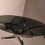 Modernist design table tray smoked glass and chrome base