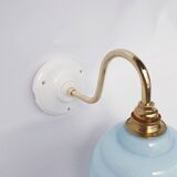 Swan neck and blown glass wall lamp