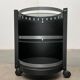 Postmodern German side tables in rolling metal and glass by D-Tec, 1980s, set of 2.
