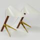 Two white desk lamps "Billy TL" by J.T. Kalmar, Vienna, mid-century style.