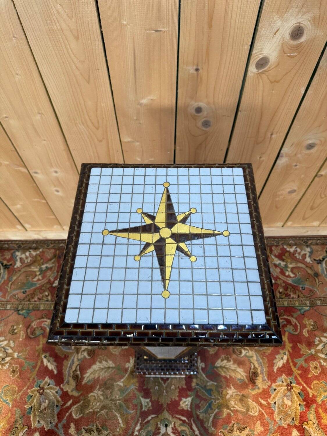 Colonne - Sellette - Gaine Art Déco – Faïence émaillée mosaïque – Années 19