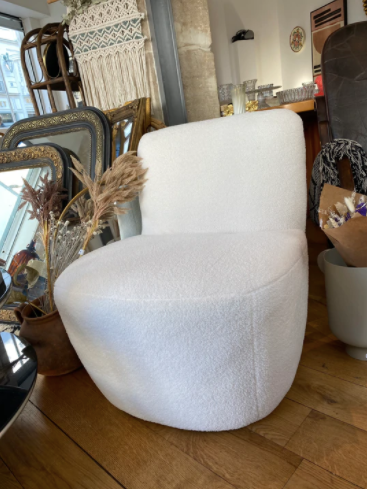 White curly wool armchair