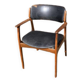 Eric Buch model 49 armchair, teak and leather, Denmark, 1960s