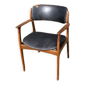 Eric Buch model 49 armchair, teak and leather, Denmark, 1960s