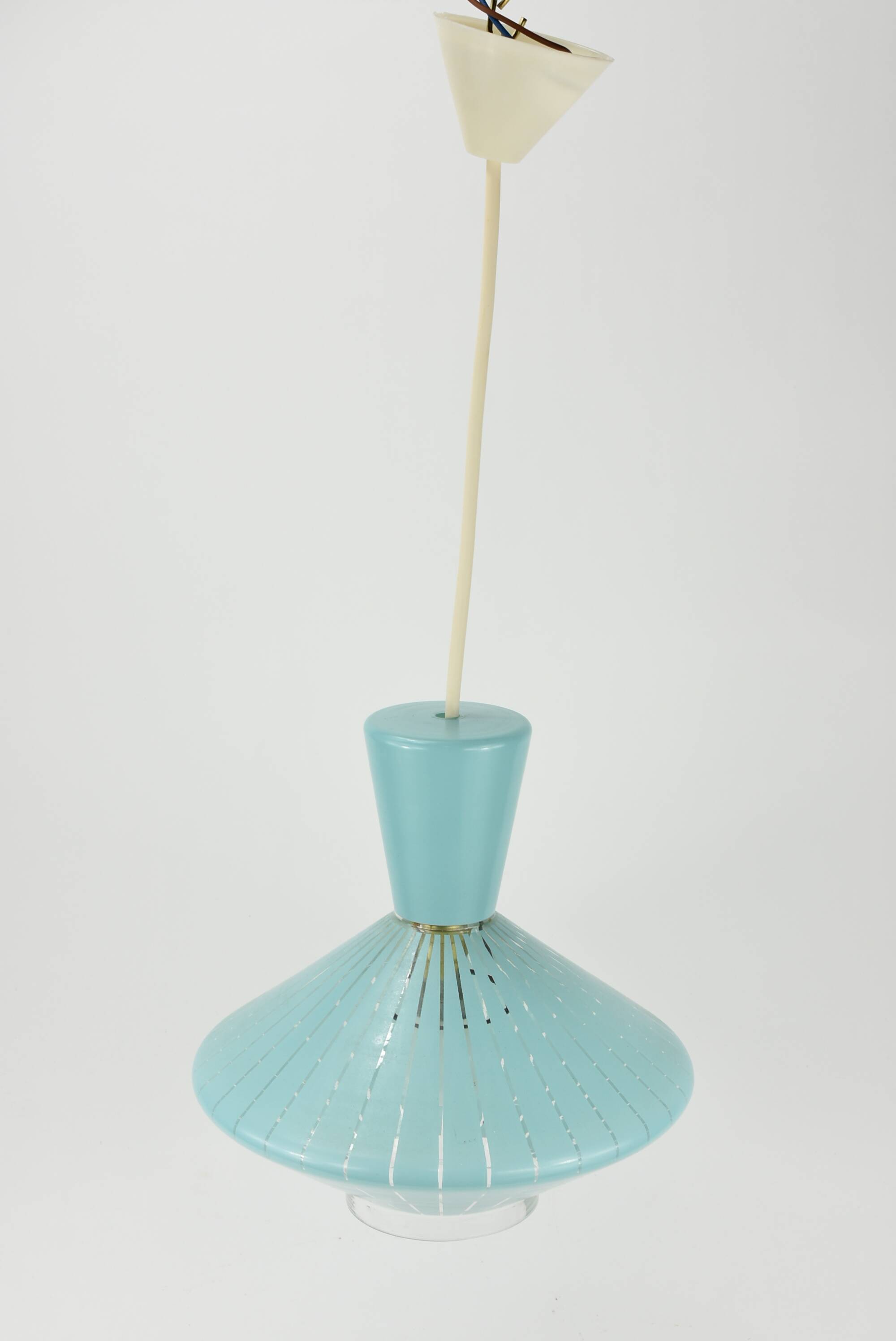 Diabolo-shaped glass chandelier