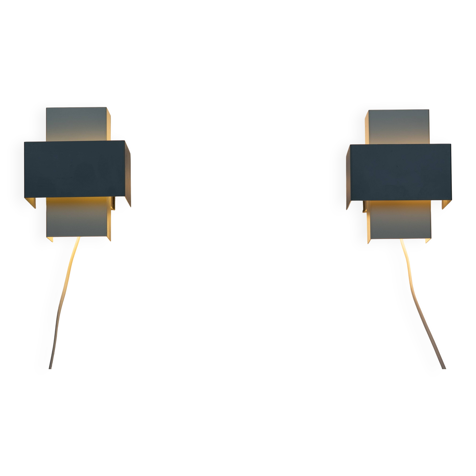 Pair of 2 modern wall lamps by Philips, 1960s