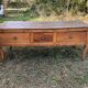 Antique Louis XV paneled table with 3 front drawers in solid cherry wood