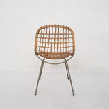 Vintage rattan and metal dining chair