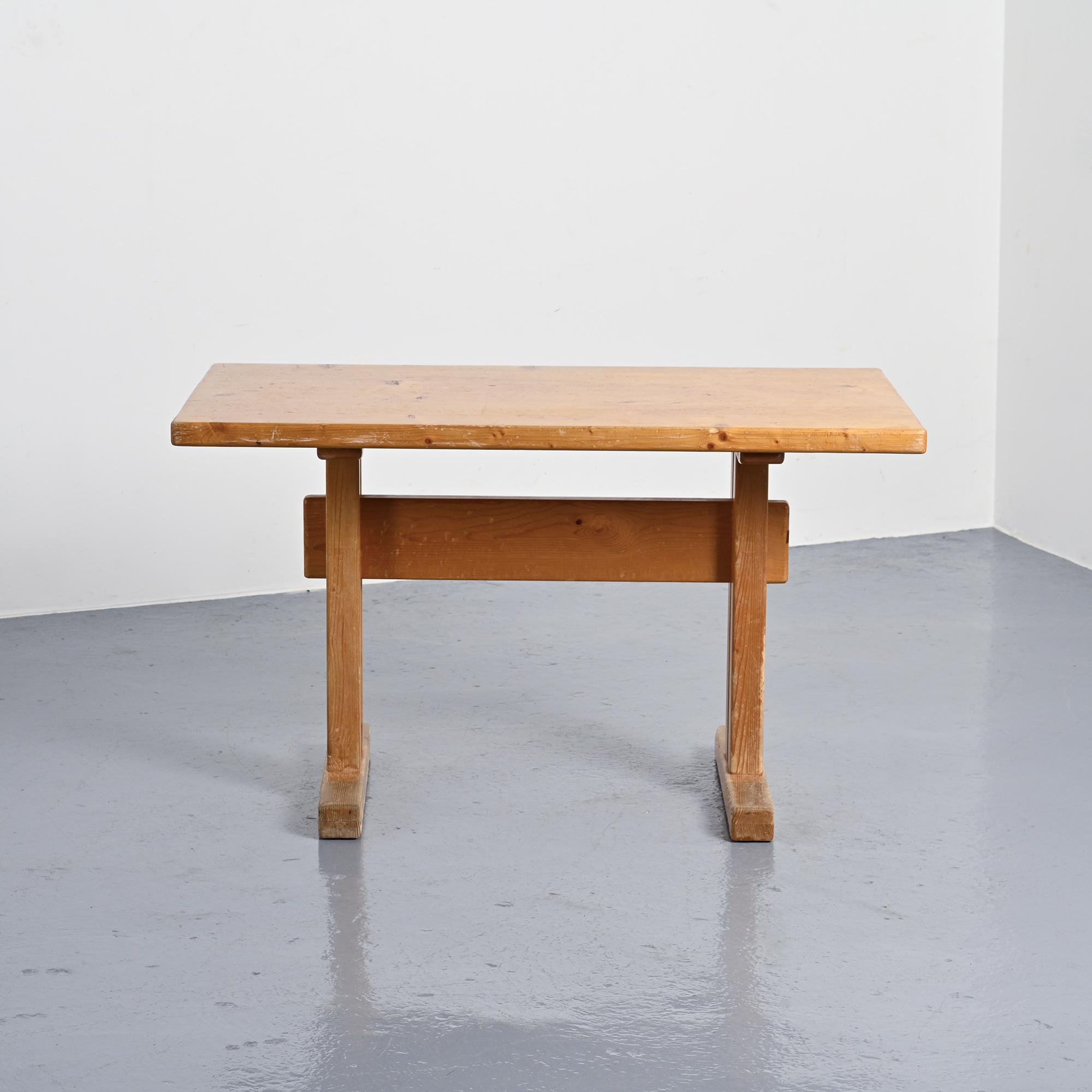 Solid pine table, Les Arcs, France.