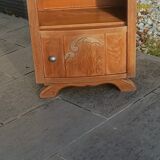 Solid oak bedside table with marble