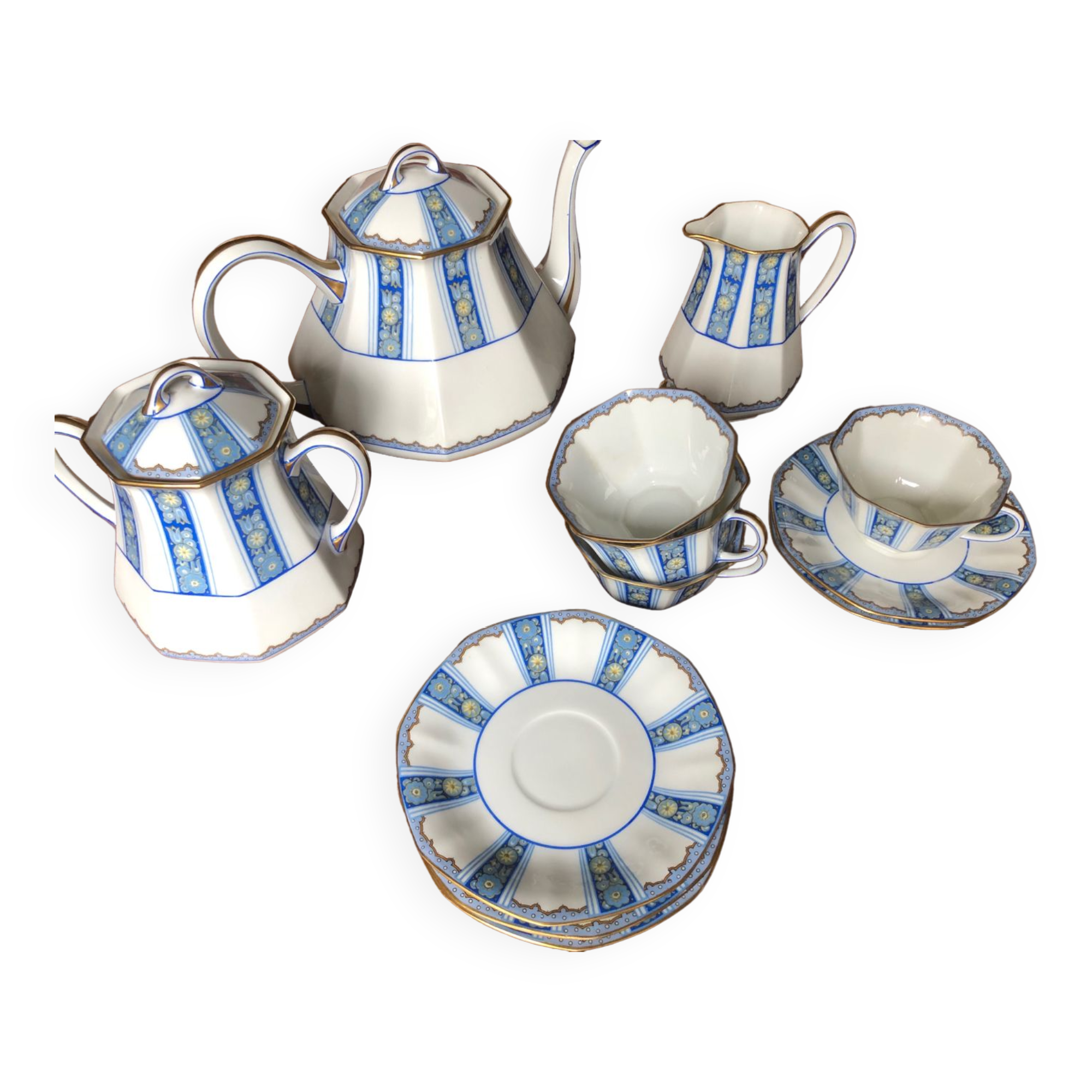 Tea set coffee Limoges porcelain 1910s