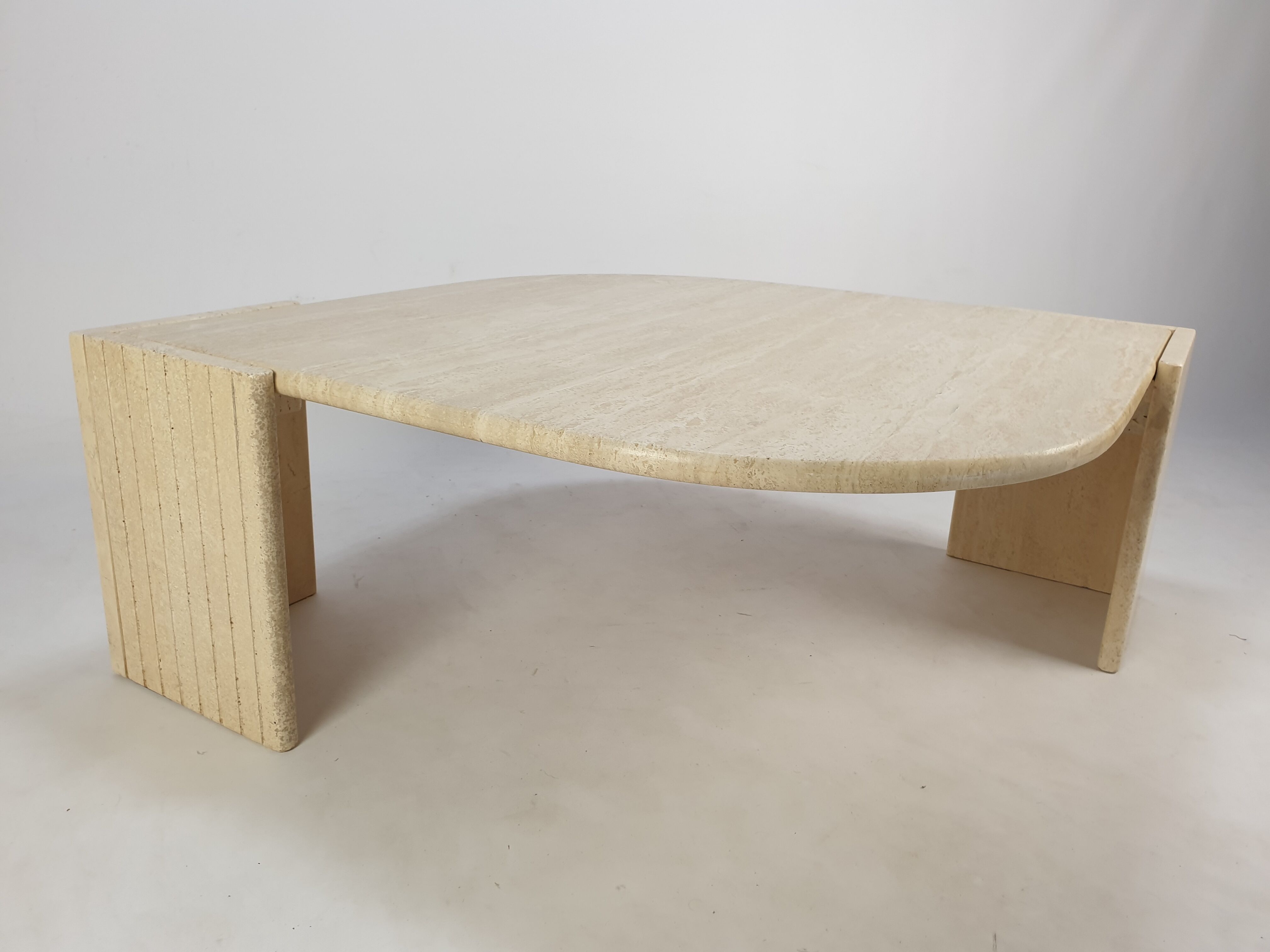 Mid-Century Italian Travertine Coffee Table, 1980's
