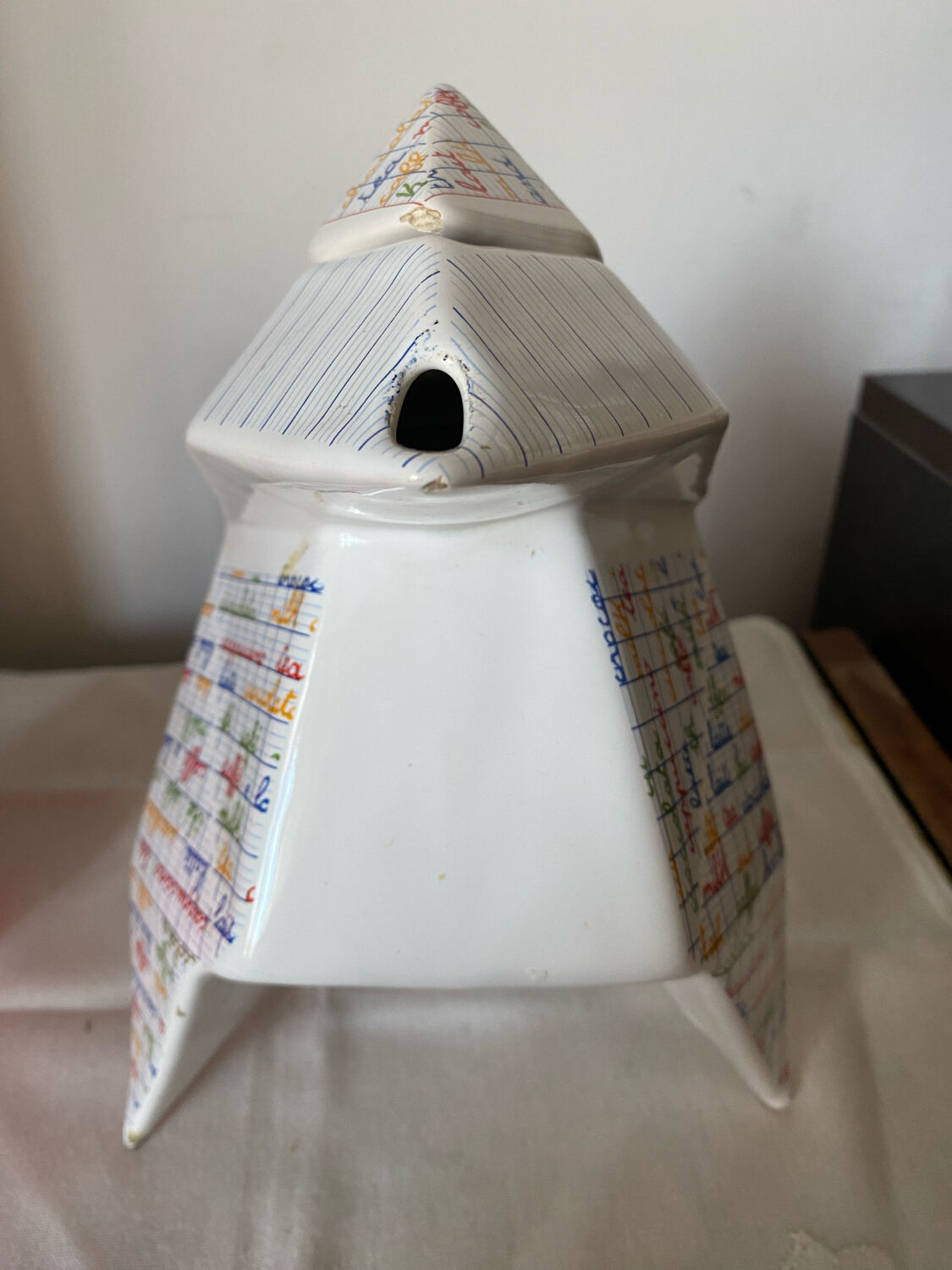 Teapot origami shape ceramic vintage 80's