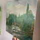 Oil painting on panel The bridge of Créteil signed H.Jaquemart nineteenth century