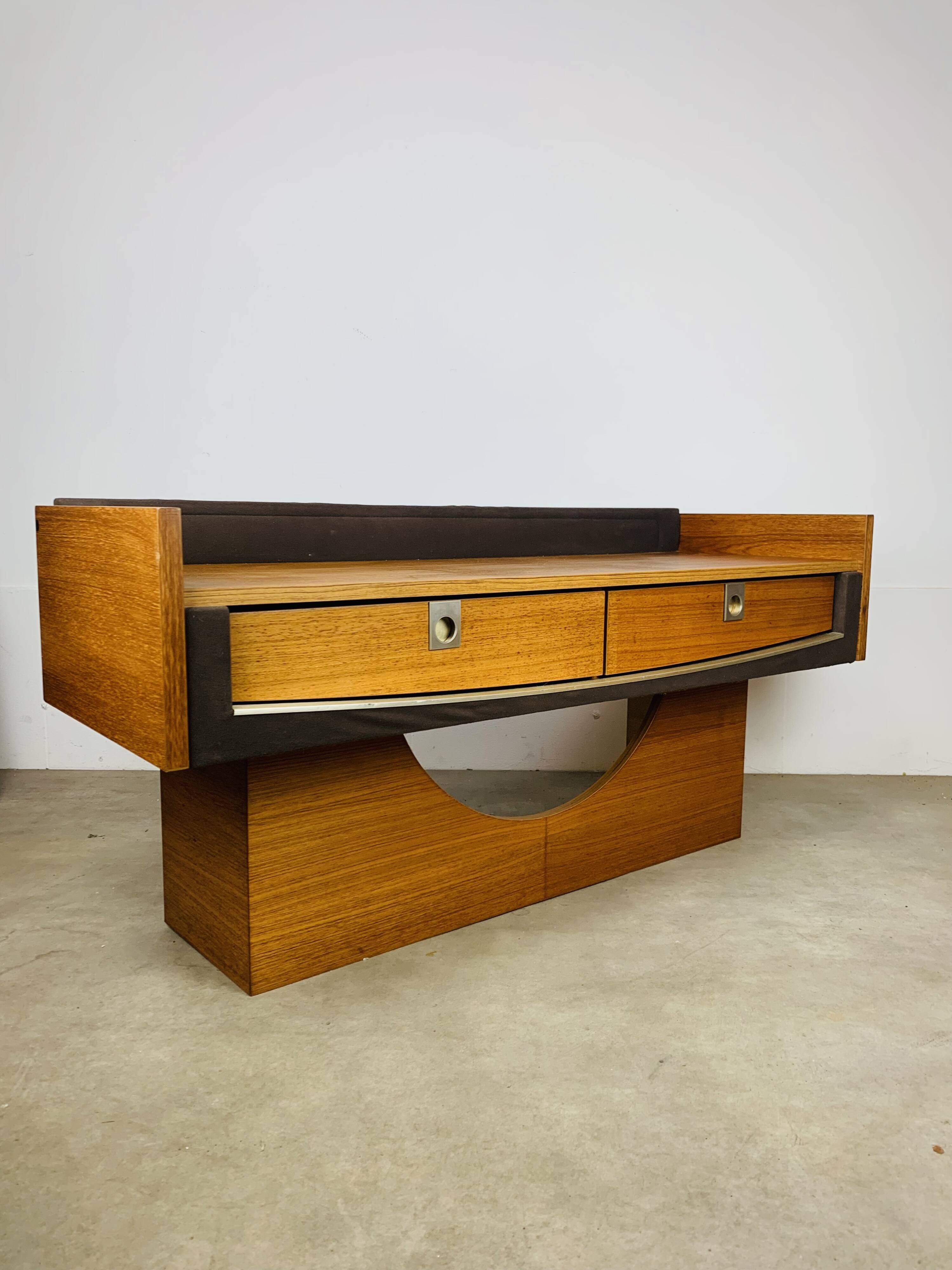 Vintage teak and aluminum sideboard, 1970s, TV stand, Scandinavian style