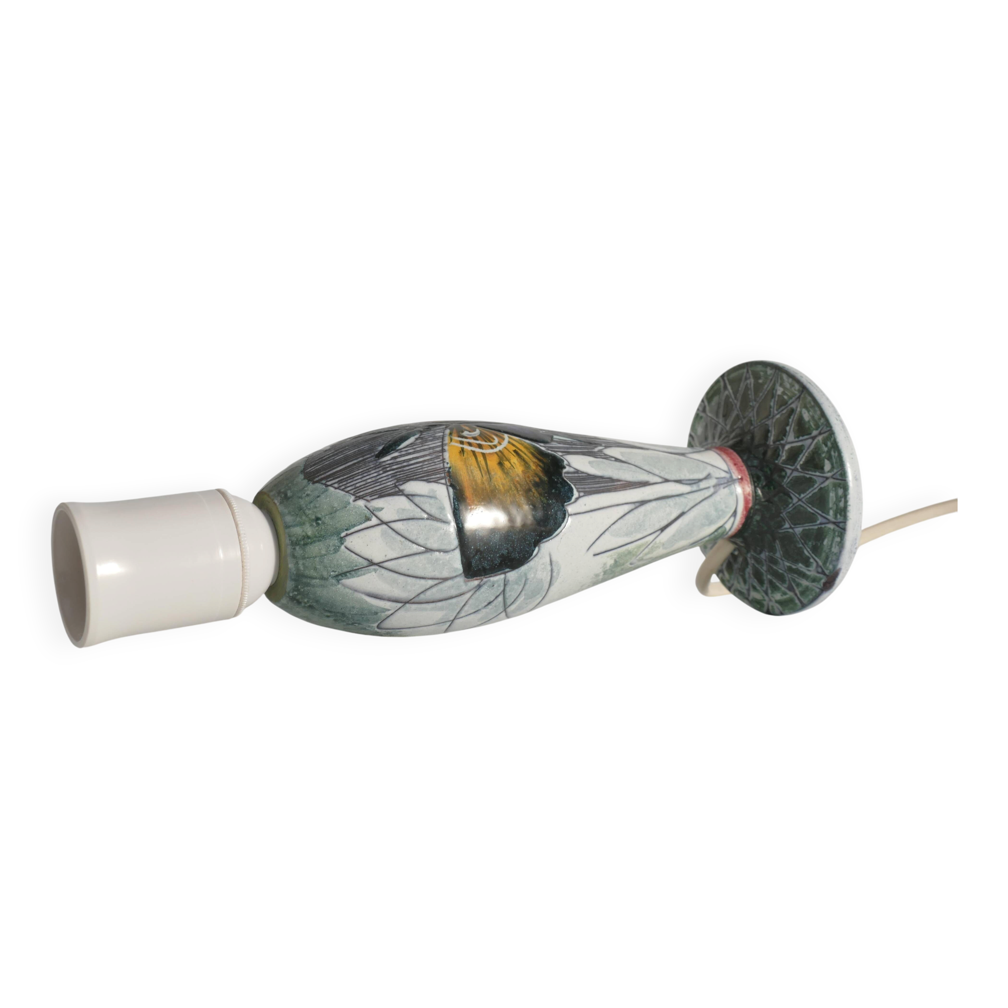 Scandinavian Modern Ceramic Butterfly Motif Table Lamp by Tilgmans, Sweden 1960