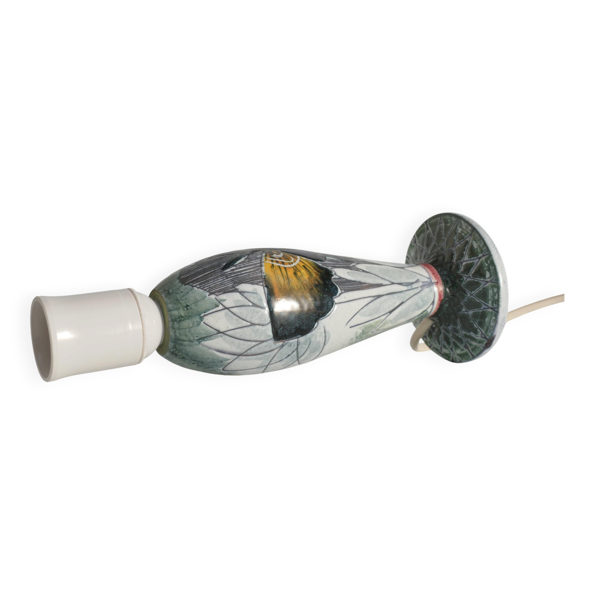 Scandinavian Modern Ceramic Butterfly Motif Table Lamp by Tilgmans, Sweden 1960